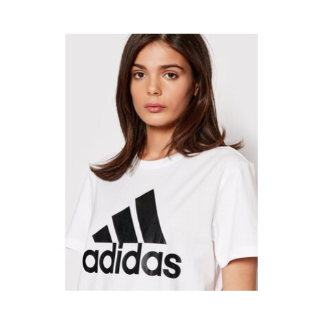 Adidas Tričko Essentials Logo Boyfriend GL0779 Biela Loose Fit