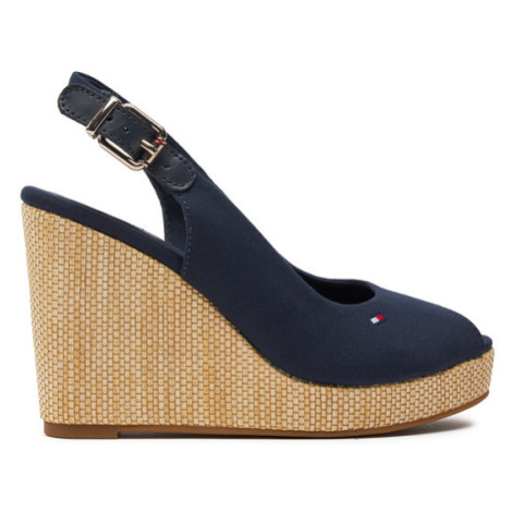 Tommy Hilfiger Sandále Iconic Elena Sling Back Wedge FW0FW04789 Tmavomodrá