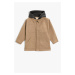 Koton Boy's Basic Oversize Long Sleeve Hooded Beige Jacket