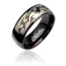 Čierny oceľový prsteň so vzorom Tribal v striebornej farbe - Veľkosť: 67 mm