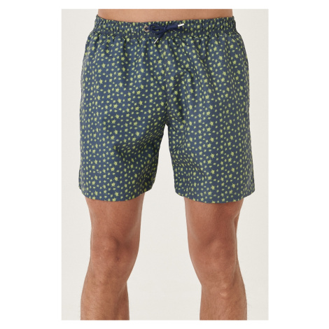 AC&Co / Altınyıldız Classics Men's Navy Blue Standard Fit Casual Patterned Swimwear Marine Short