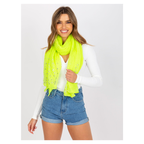 Fluo yellow airy scarf with application of rhinestones