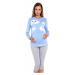 Dojčiace a tehotenské pyžamo Melany modré s obláčikmi