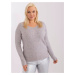 Gray melange sweater with a neckline