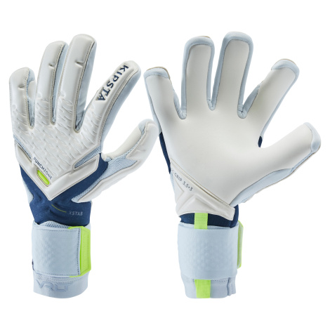 Brankárske futbalové rukavice F900 Resist pre dospelých bielo-modro-žlté KIPSTA