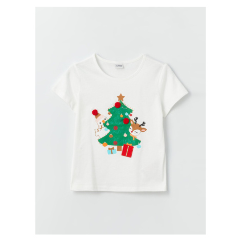 LC Waikiki Crew Neck New Year Themed Short Sleeve Girls' T-Shirt