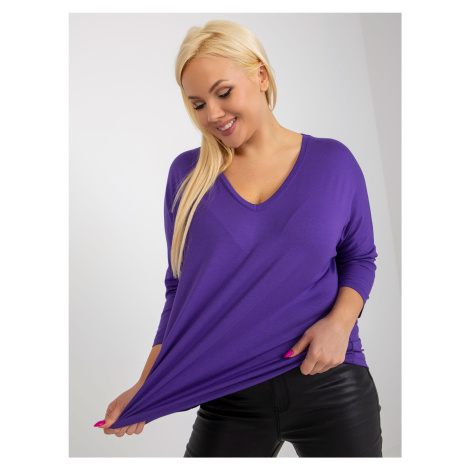 Dark purple loose basic plus size blouse