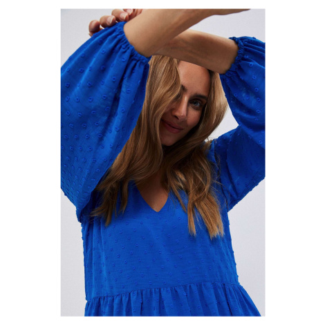 Dress with puffed sleeves - blue Moodo