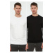 Trendyol Black and White Men's 2-Pack Regular Fit Basic Crew Neck Sweatshirt