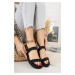 Fox Shoes Black Rope Drawstring Straw Women Sandals