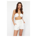 Trendyol White Belt Woven Tie Muslin Shorts & Bermuda