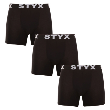 3PACK pánske boxerky Styx long športová guma čierne (3U960)