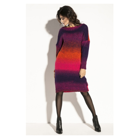 Vlnené dvojfarebné pletené šaty