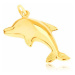 Zlatý prívesok 585 - zrkadlovolesklý skákajúci delfín, priestorový