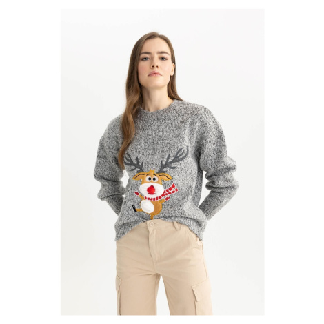 DEFACTO Christmas Themed Crew Neck Sweater