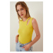 Happiness İstanbul Women's Yellow Cut Out Detailed Corduroy Knitted Blouse