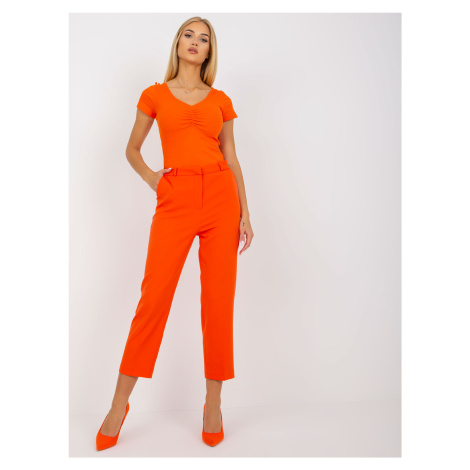 Oranžové elegantné nohavice TO-SP-18154.10X-orange Rue Paris