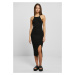 Women's dress with midi ribbed knit crossed on the back black