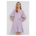 Bavlnené šaty Polo Ralph Lauren fialová farba, mini, áčkový strih