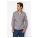 Trendyol Gray Regular Fit Denim Shirt with Snap Fasteners