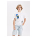 DEFACTO Boy's Crew Neck Printed Short Sleeve T-Shirt