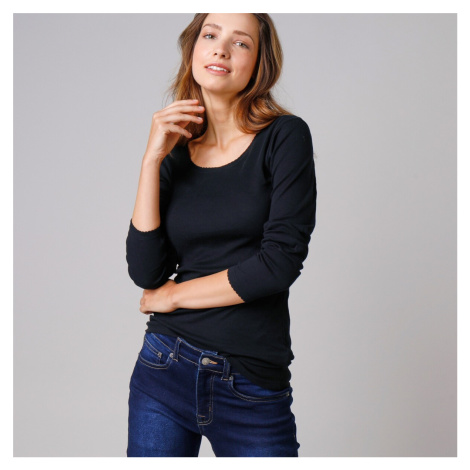 Súprava 2 tričiek z bavlny s jemným vrúbkovaním a dlhými rukávmi Blancheporte