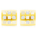 Zlaté náušnice 375 - štvorček so šachovnicou, číre zirkóniky, biela glazúra