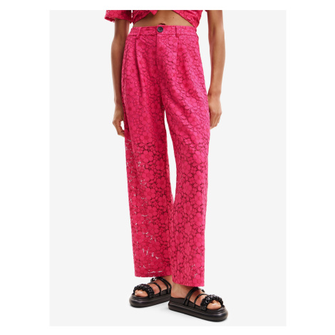 Women's Desigual Dharma Dark Pink Lace Pants - Women's