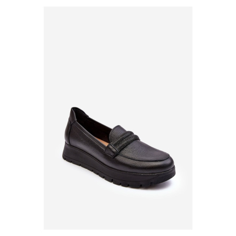 Kožené platformové topánky s ozdobami, čierne Lemar Lehira