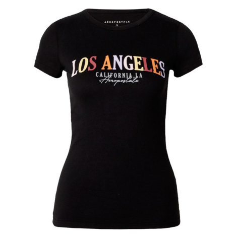 AÉROPOSTALE Tričko 'LOS ANGELES CALIFORNIA'  svetložltá / orgovánová / oranžová / čierna