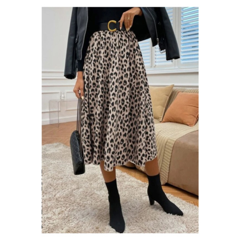 Hnedá sukňa s leopardím vzorom iMóda