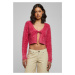 Women's sweater hibiskuspink knotted Cropped Feather Cardigan