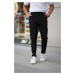 28229 Dewberry Elastic Lace Mens Jogger Pants-BLACK