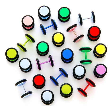 Neónový falošný plug anodizovaný s gumičkami - Farba piercing: Svetlo Modrá
