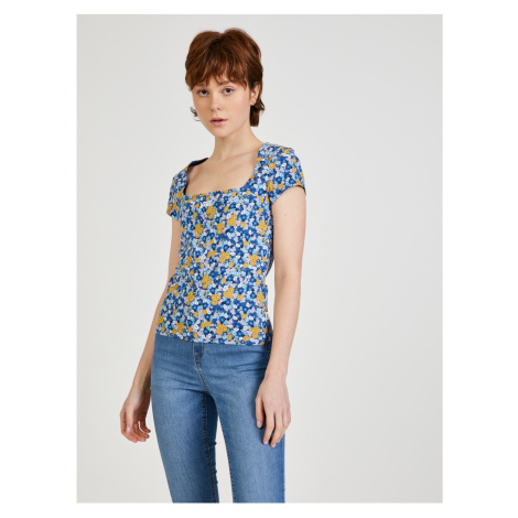 Blue Women's Patterned T-Shirt VANS Deco - Women