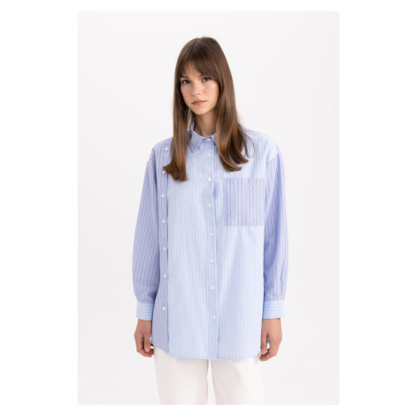 DEFACTO Relax Fit Striped Poplin Long Sleeve Shirt Tunic