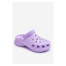 Crocs foam sandals on a robust Katniss violet sole