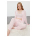 Trendyol Light Pink 3-Pack Pointel Openwork/Hole Knitted Pajama Set