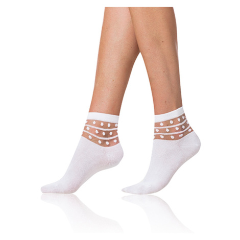 Bellinda TRENDY COTTON SOCKS - Dámske ponožky s ozdobným lemom - biela