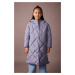 DEFACTO Girl&#39;s Water Repellent Hooded Quilted Long Coat