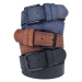 R0928 Dewberry Set Of 3 Mens Belt For Jeans And Canvas-BLACK-NAVY-TABA