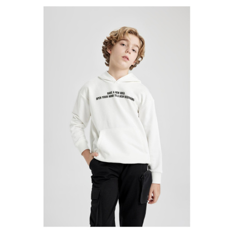 DEFACTO Boy&#39;s Oversize Fit Hooded Printed Sweatshirt