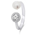 Brilio Silver Nádherný strieborný prsteň s pravou perlou a zirkónmi RI062W 58 mm