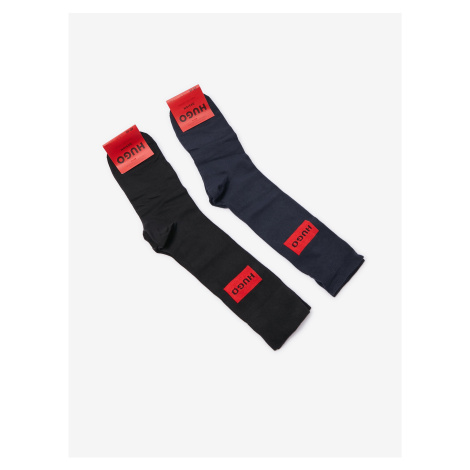 Súprava dvoch párov pánskych ponožiek v čiernej a tmavo modrej farbe BOSS Hugo Boss