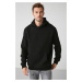 GRIMELANGE Draco Men's Soft Fabric Oversize Hooded Black Sweatshirt
