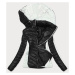 Dvojfarebná čierna / ecru dámska bunda s kapucňou (6318)