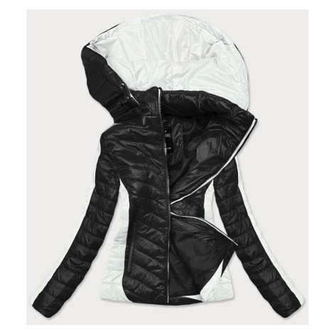 Dvojfarebná čierna / dámska bunda s kapucňou (6318)