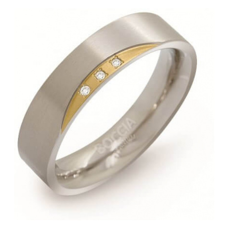 Boccia Titanium Pozlátený titánový prsteň s diamantmi 0138-04 51 mm