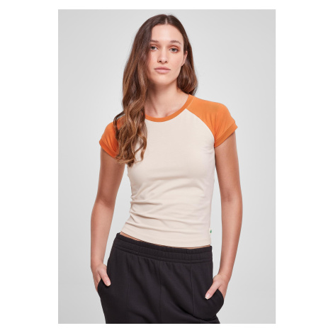 Women's Organic Stretch Short Retro Baseball Softseagrass/Starorange T-Shirt Urban Classics