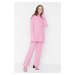 Trendyol Pink Slit Detailed Cardigan-Pants Knitwear Suit